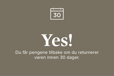 YES! Du får pengene tilbake om du returnerer varen innen 30 dager