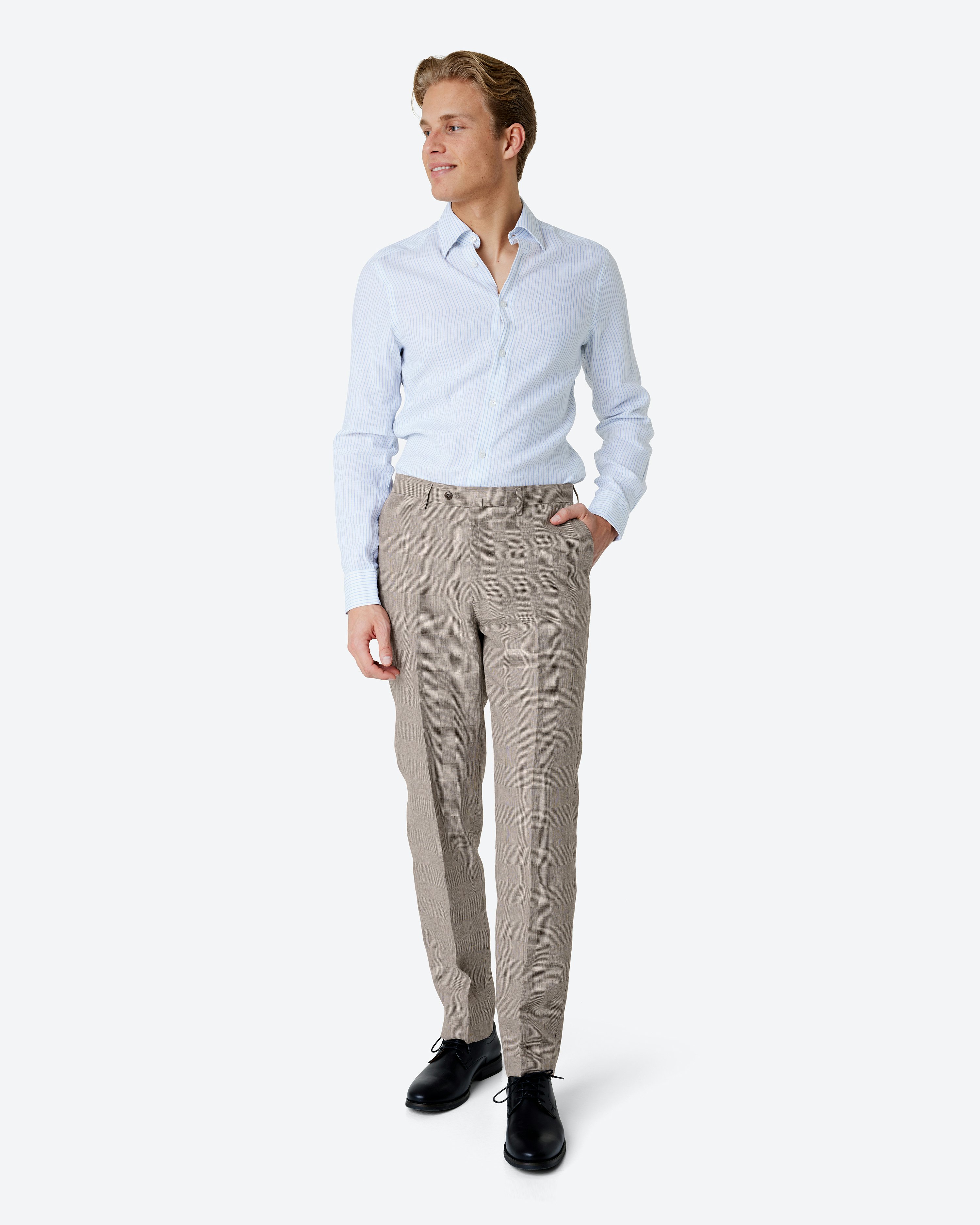 Dobell Grey With Black Multi-Stripe Windowpane Check Suit Trousers | Dobell