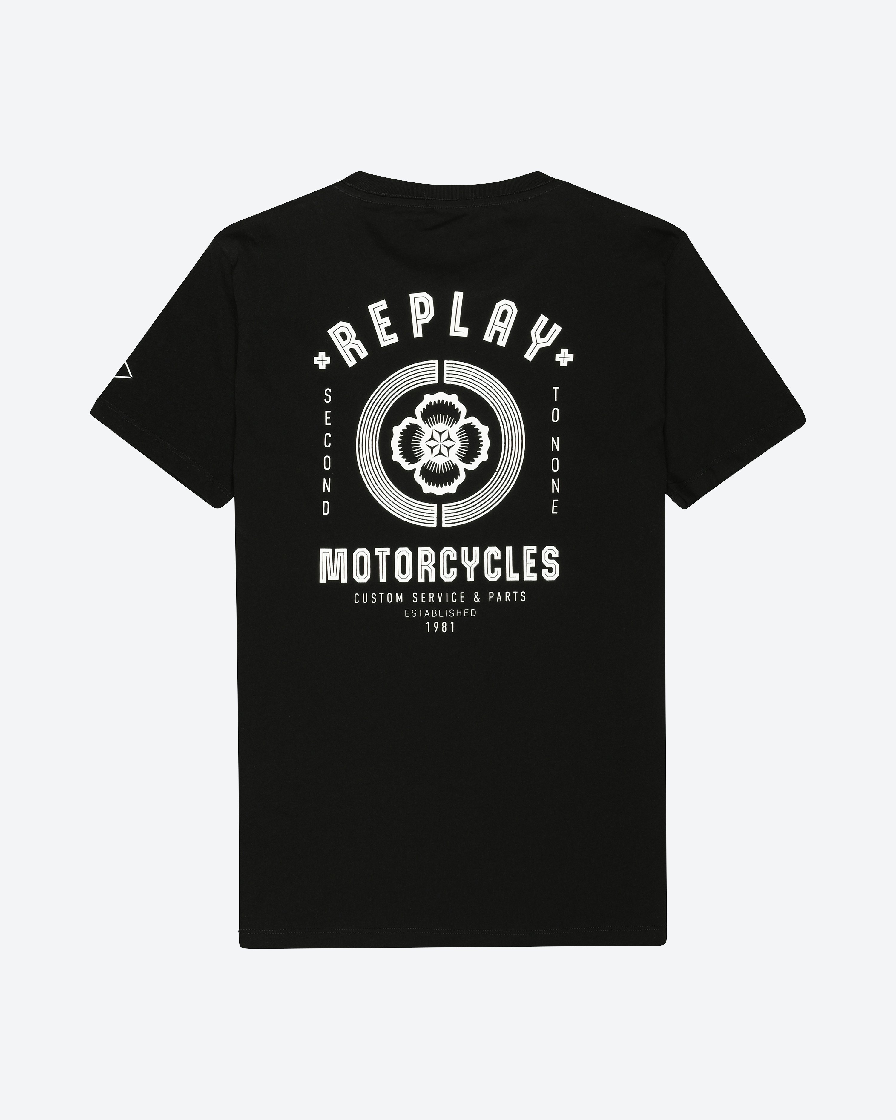 Replay Black T-shirt With Biker Print | Men | Volt