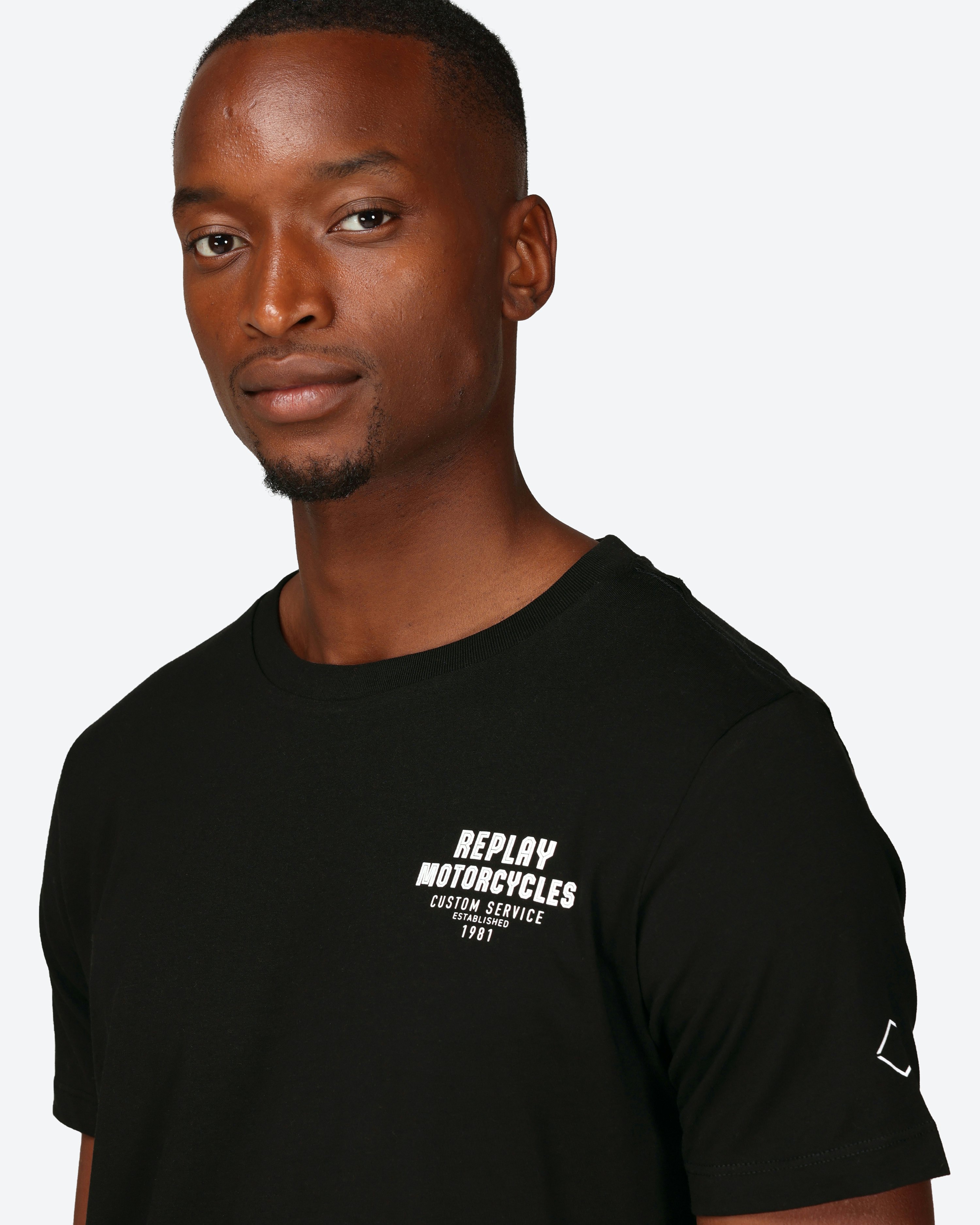 Replay Black T-shirt With Biker Print | Men | Volt